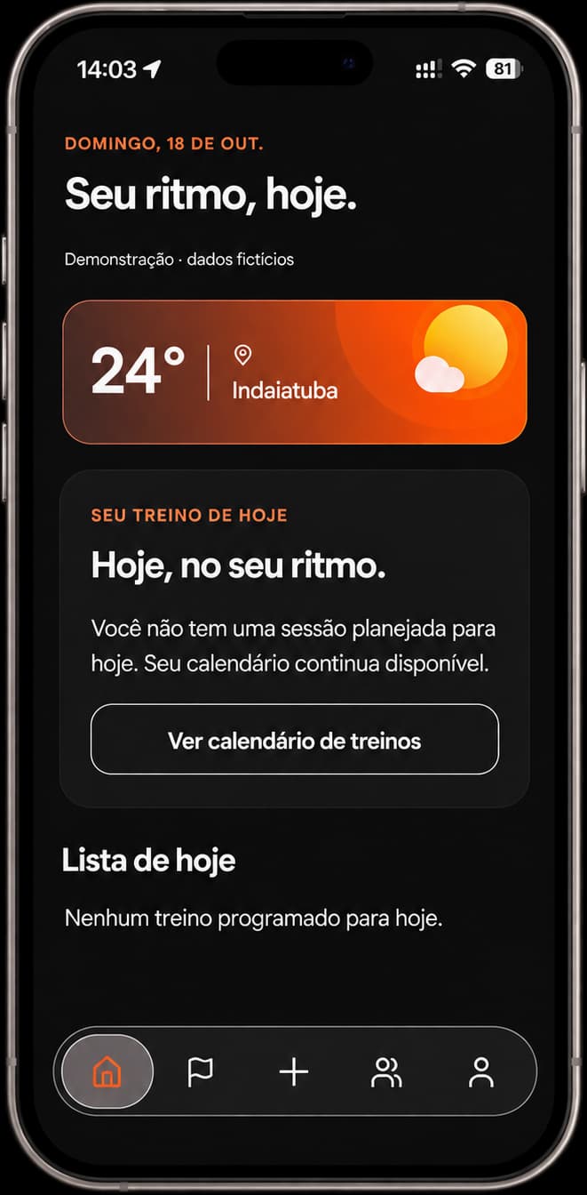 Pace Runn no iPhone: início, clima e calendário de treinos